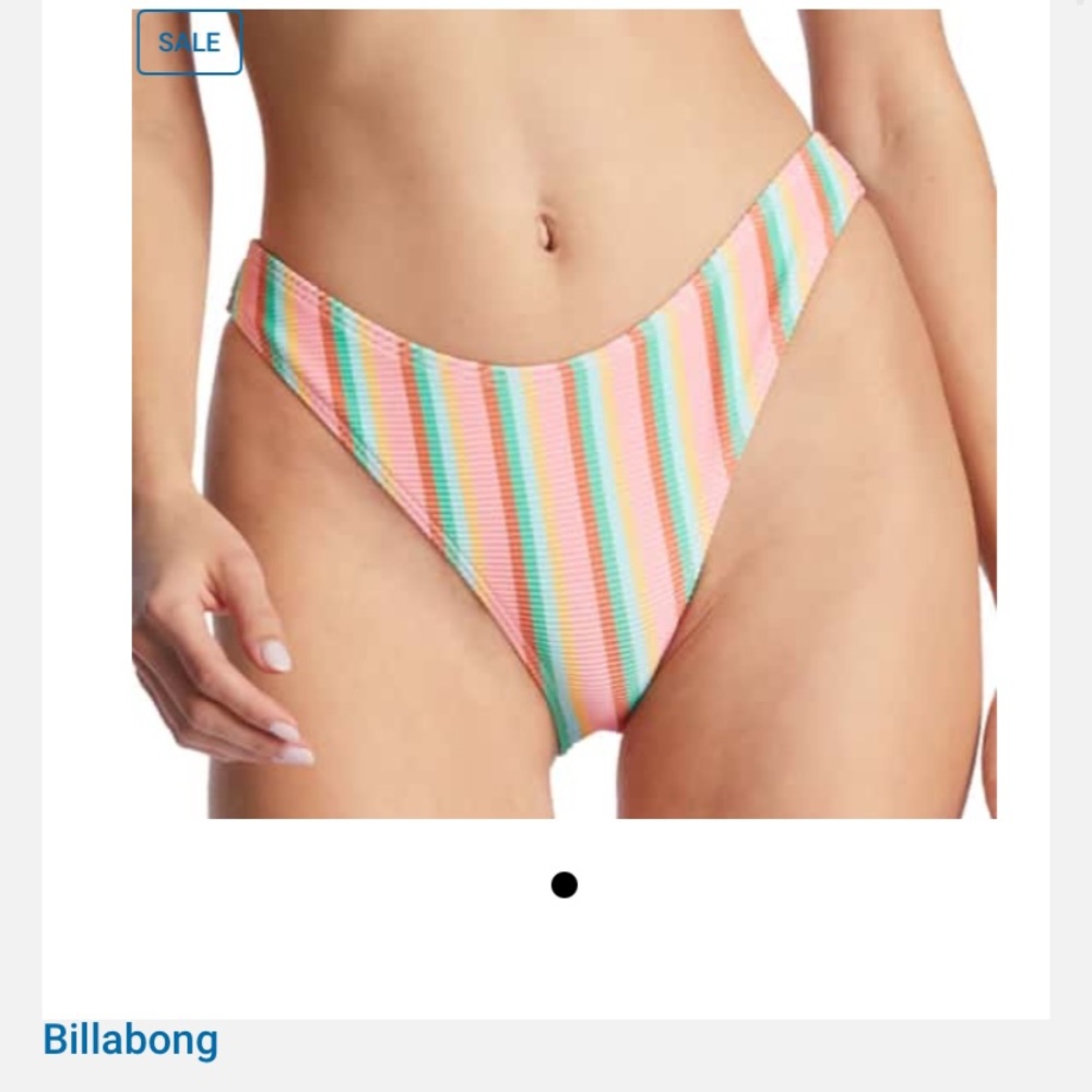 Billabong island glow‎ hike  Striped Bikini Bottom size medium new pink green